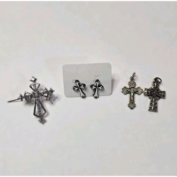 Jewelry Lot Cross Religious Crystal Theme Clean Curated Bundle Free Gift - Picture 13 of 16